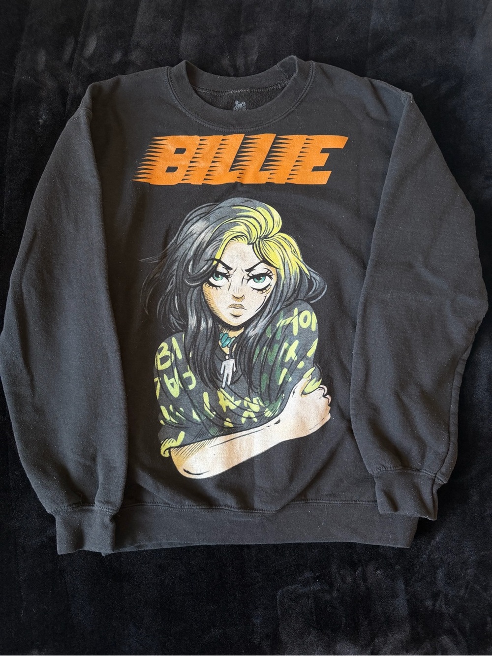 Black 'Billie' Graphic Sweatshirt with Orange Logo